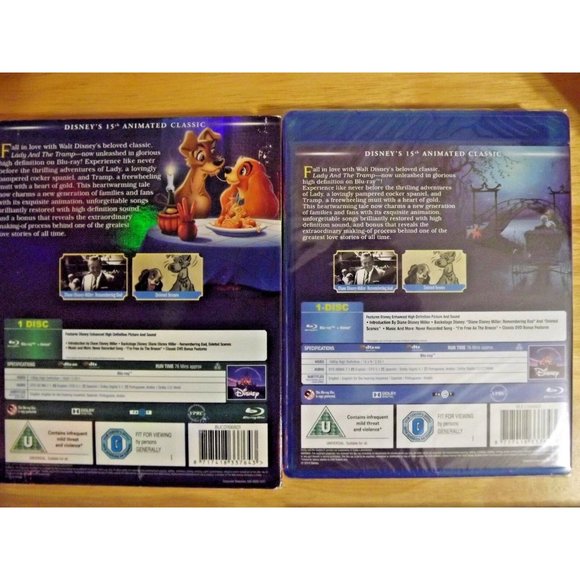 LADY AND THE TRAMP w/ Classics SLIPCOVER New BLU-RAY MOVIE Walt Disney UK Import - Picture 2 of 2